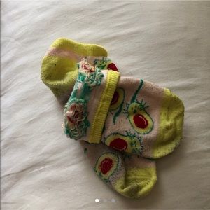 Ankle socks with cat-avocado design